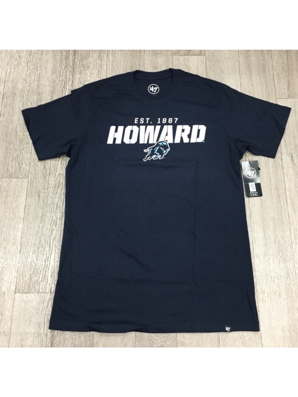 NWT Washington Howard University Bison Navy T-shirt by 47brand Sz Med